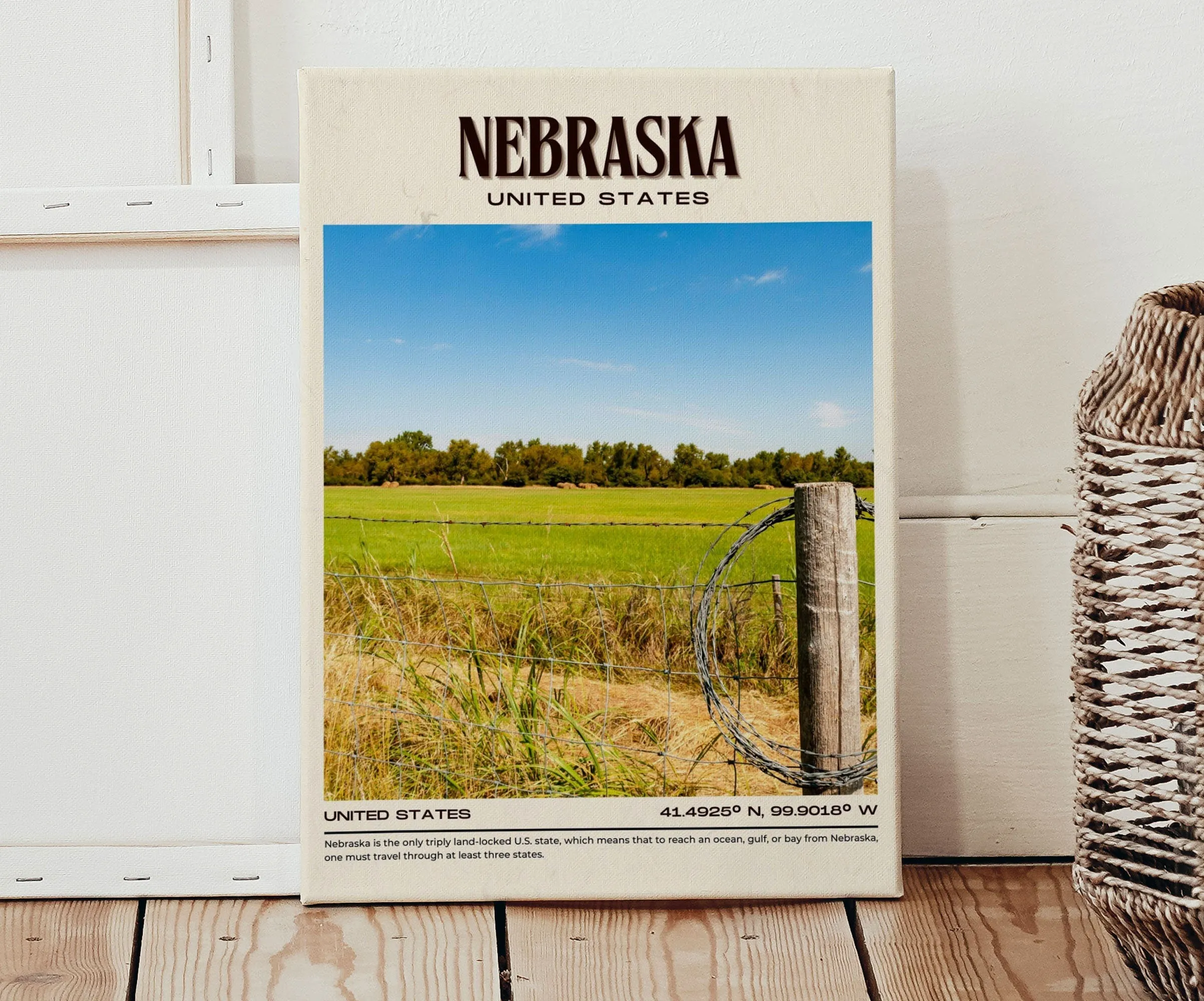 Nebraska Vintage Wall Art, USA