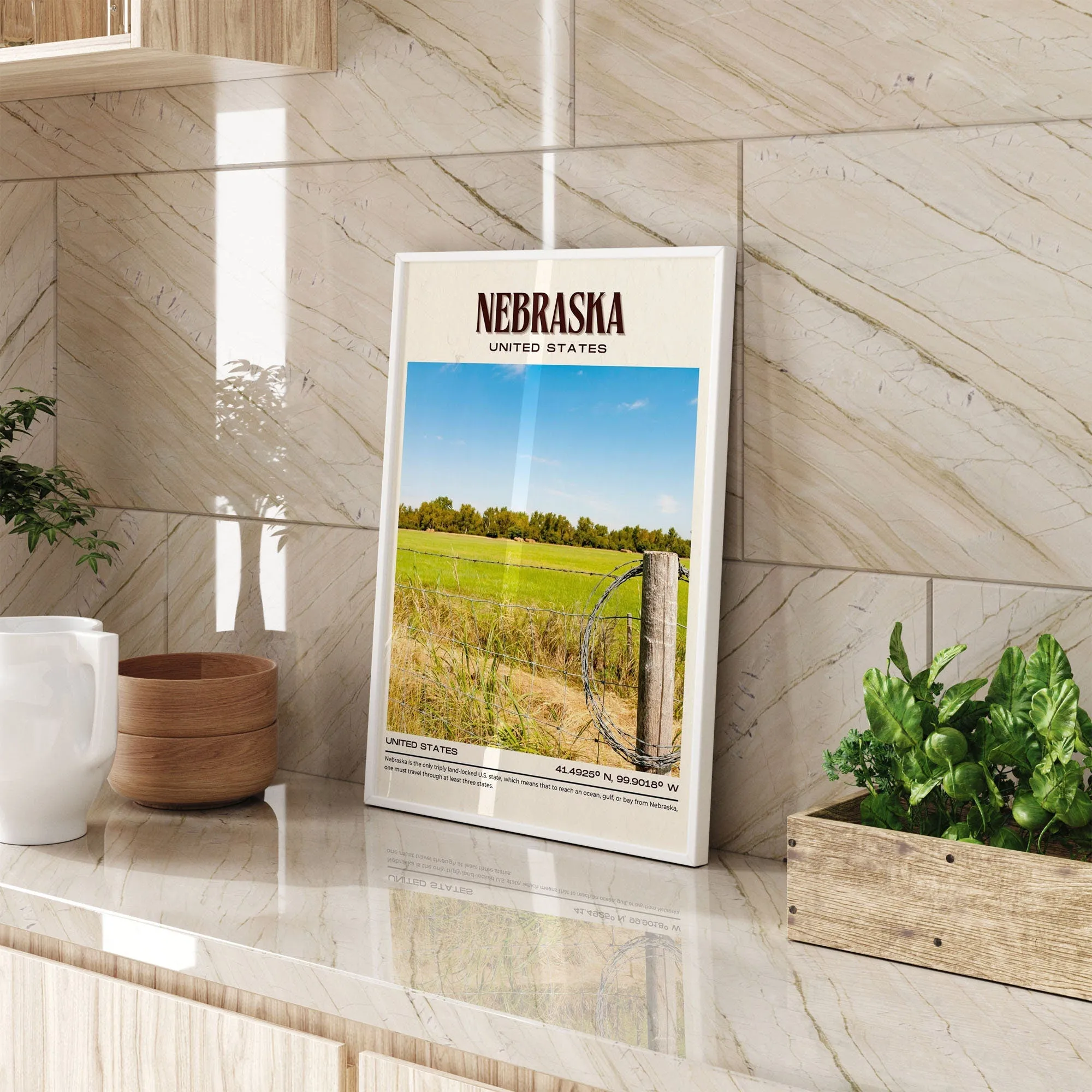 Nebraska Vintage Wall Art, USA