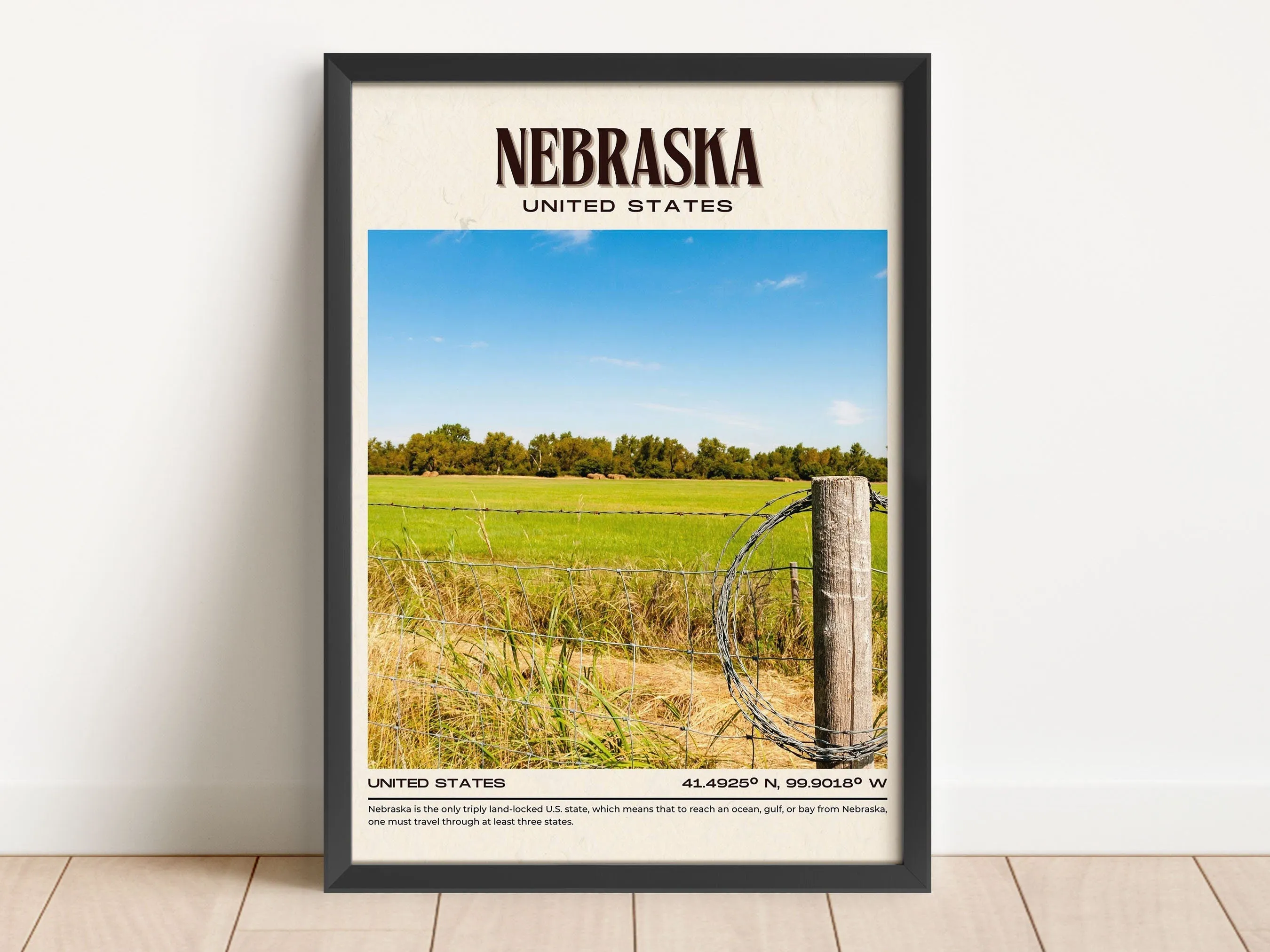 Nebraska Vintage Wall Art, USA