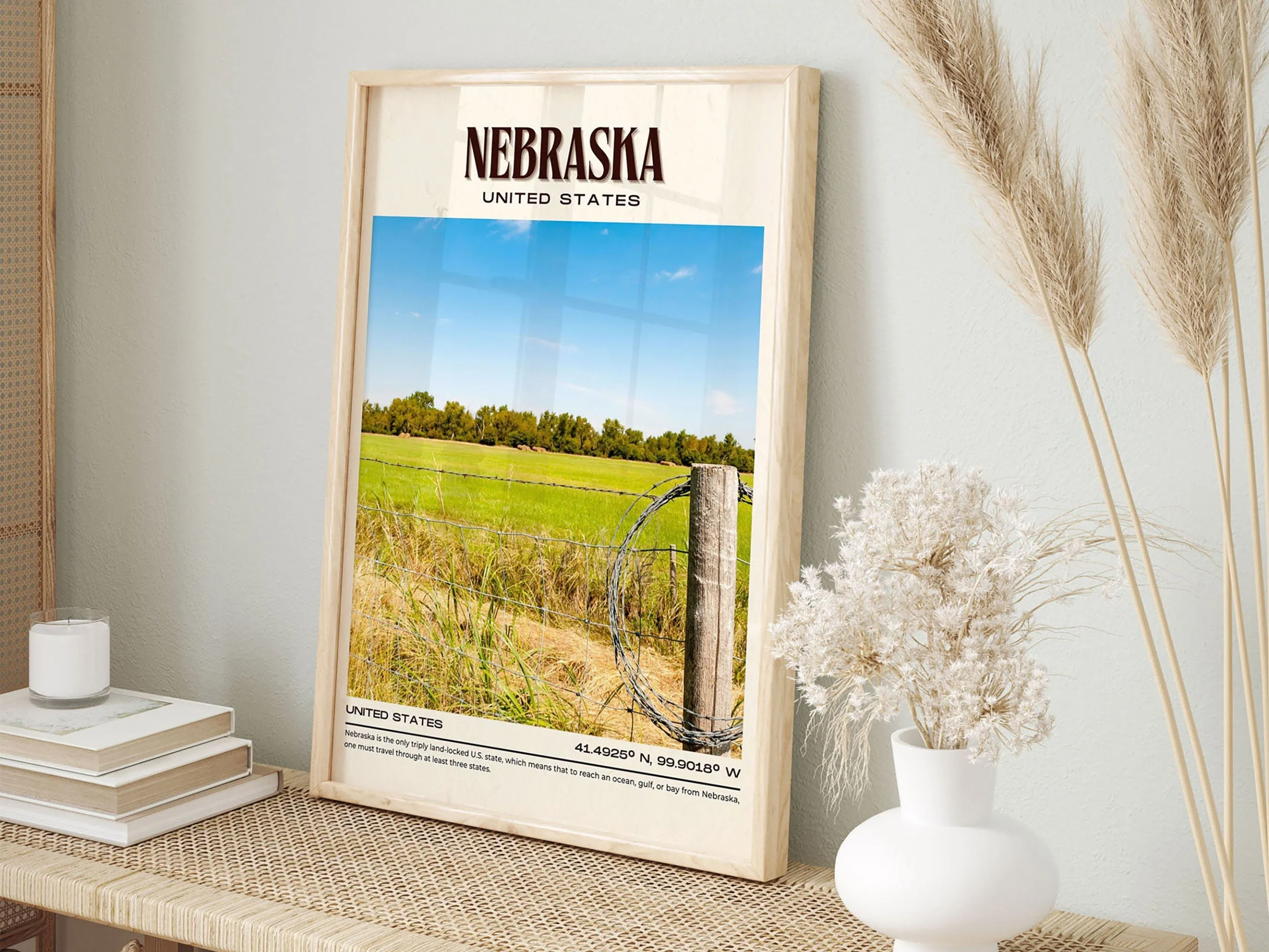 Nebraska Vintage Wall Art, USA
