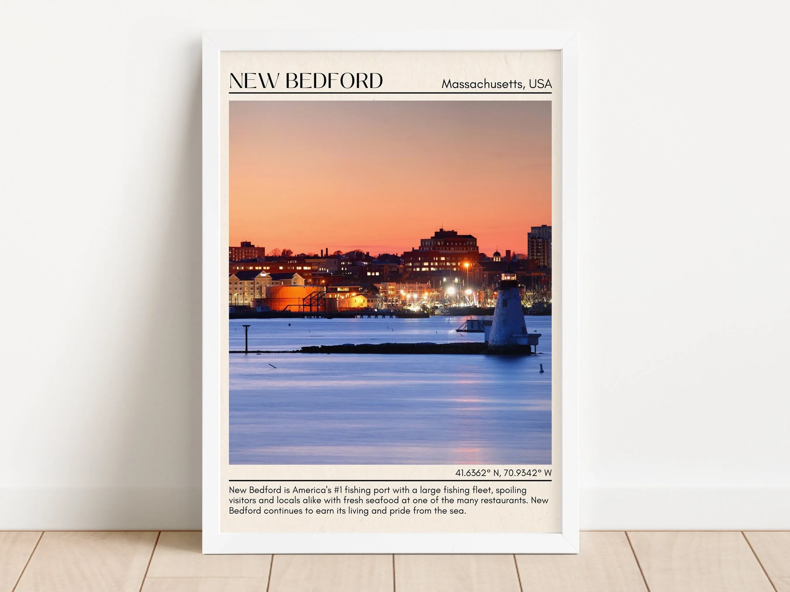 New Bedford Minimal Wall Art, Massachusetts, USA