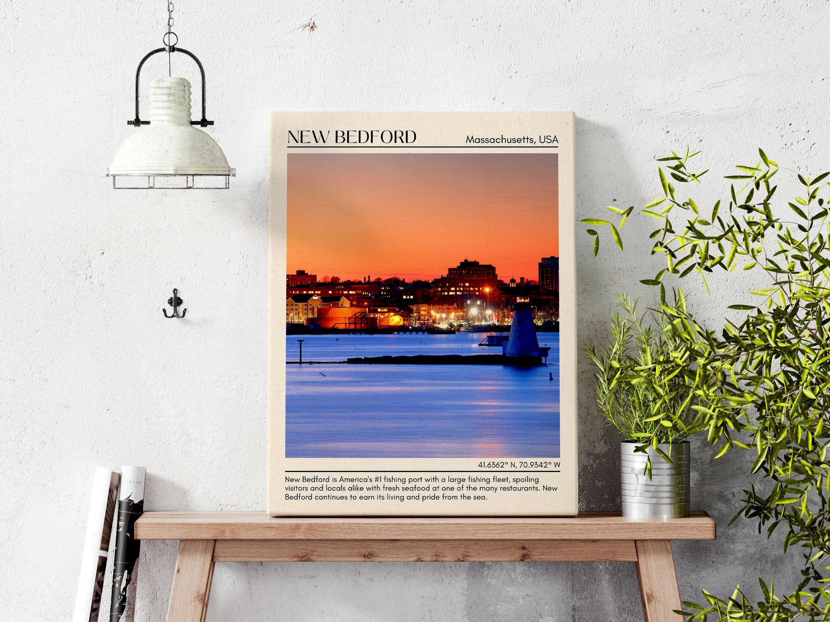 New Bedford Minimal Wall Art, Massachusetts, USA