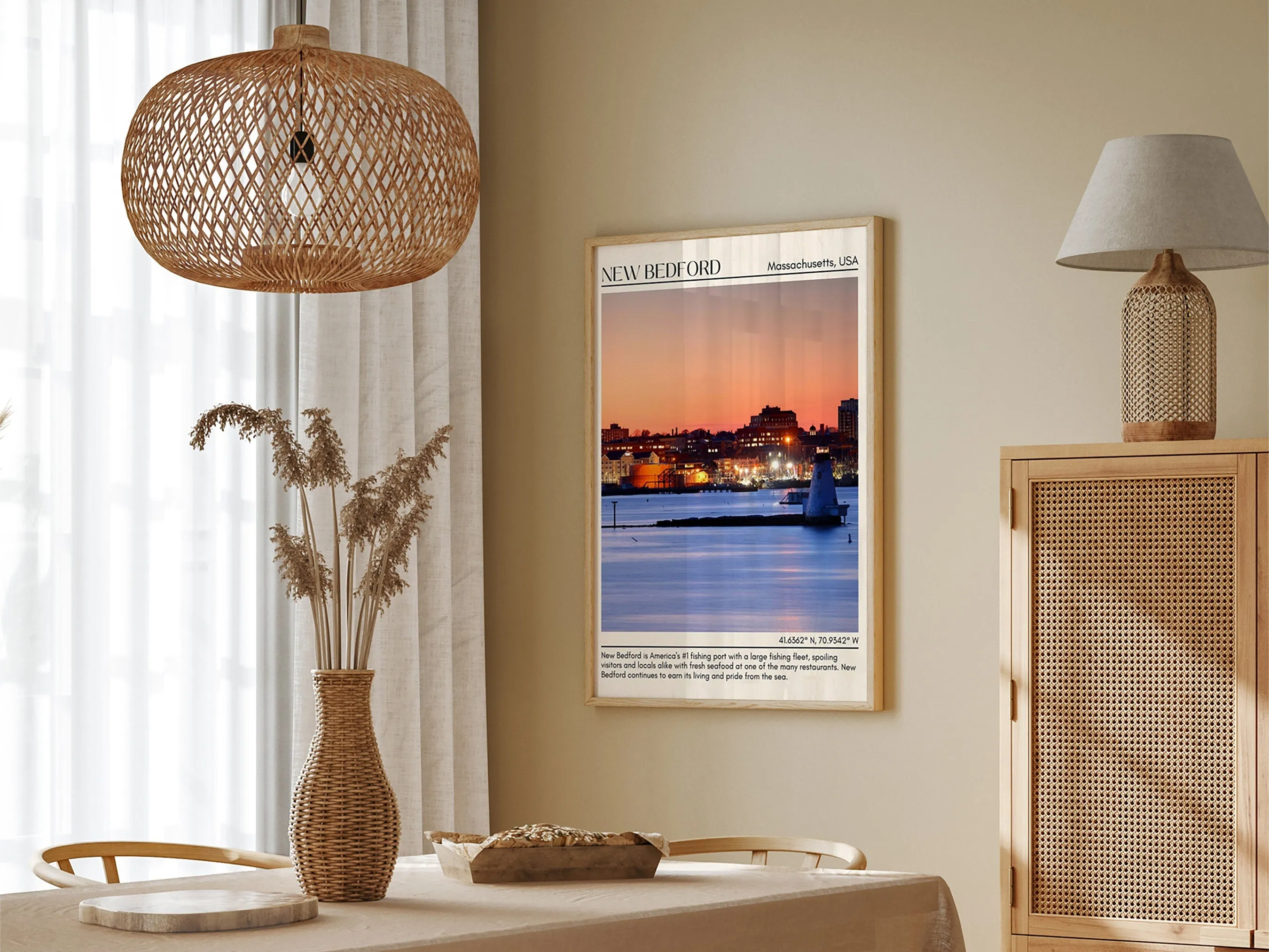 New Bedford Minimal Wall Art, Massachusetts, USA