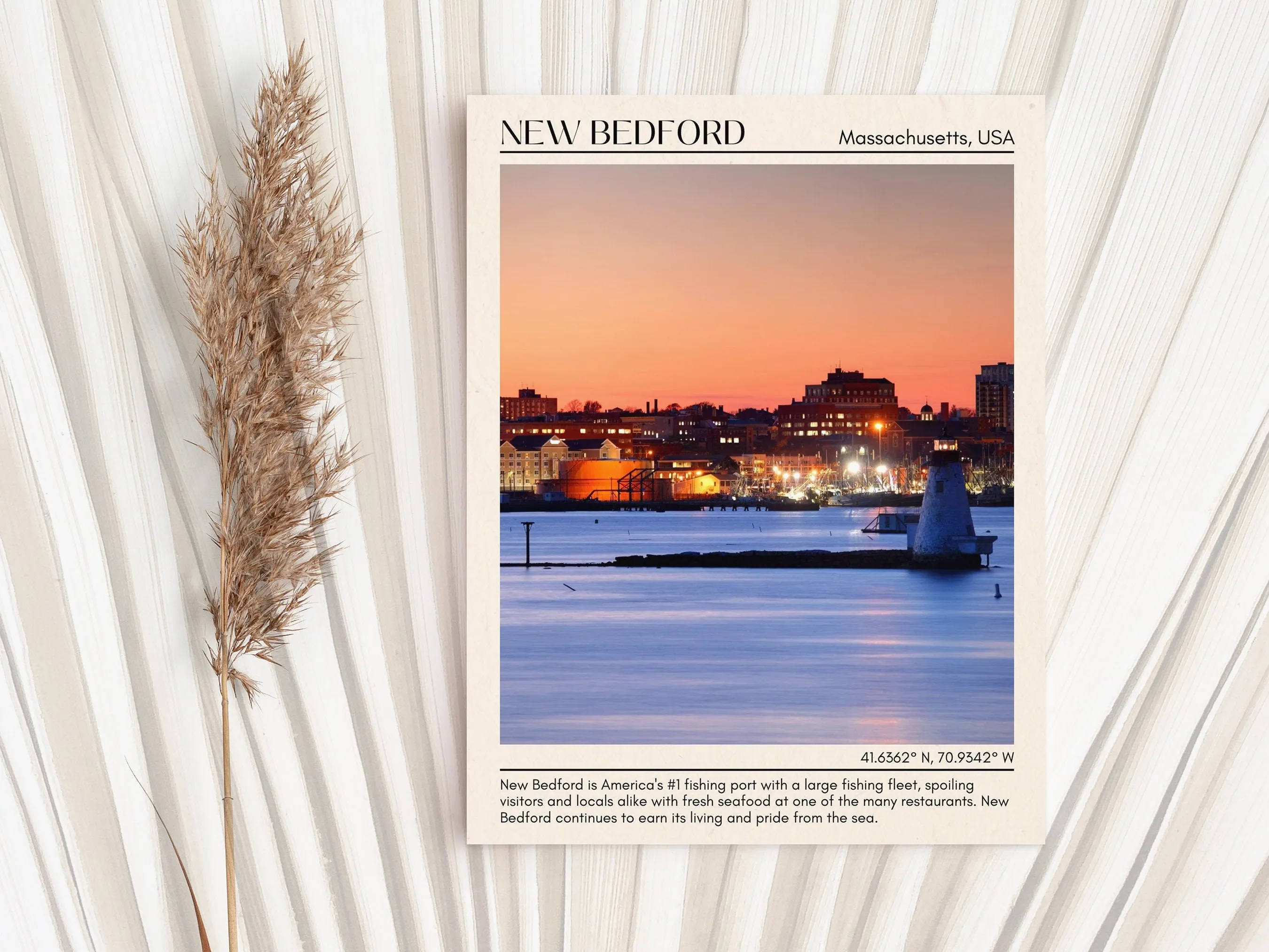 New Bedford Minimal Wall Art, Massachusetts, USA