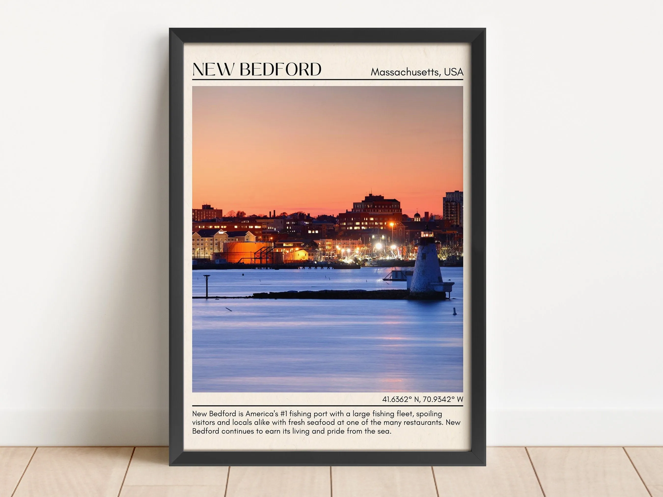 New Bedford Minimal Wall Art, Massachusetts, USA