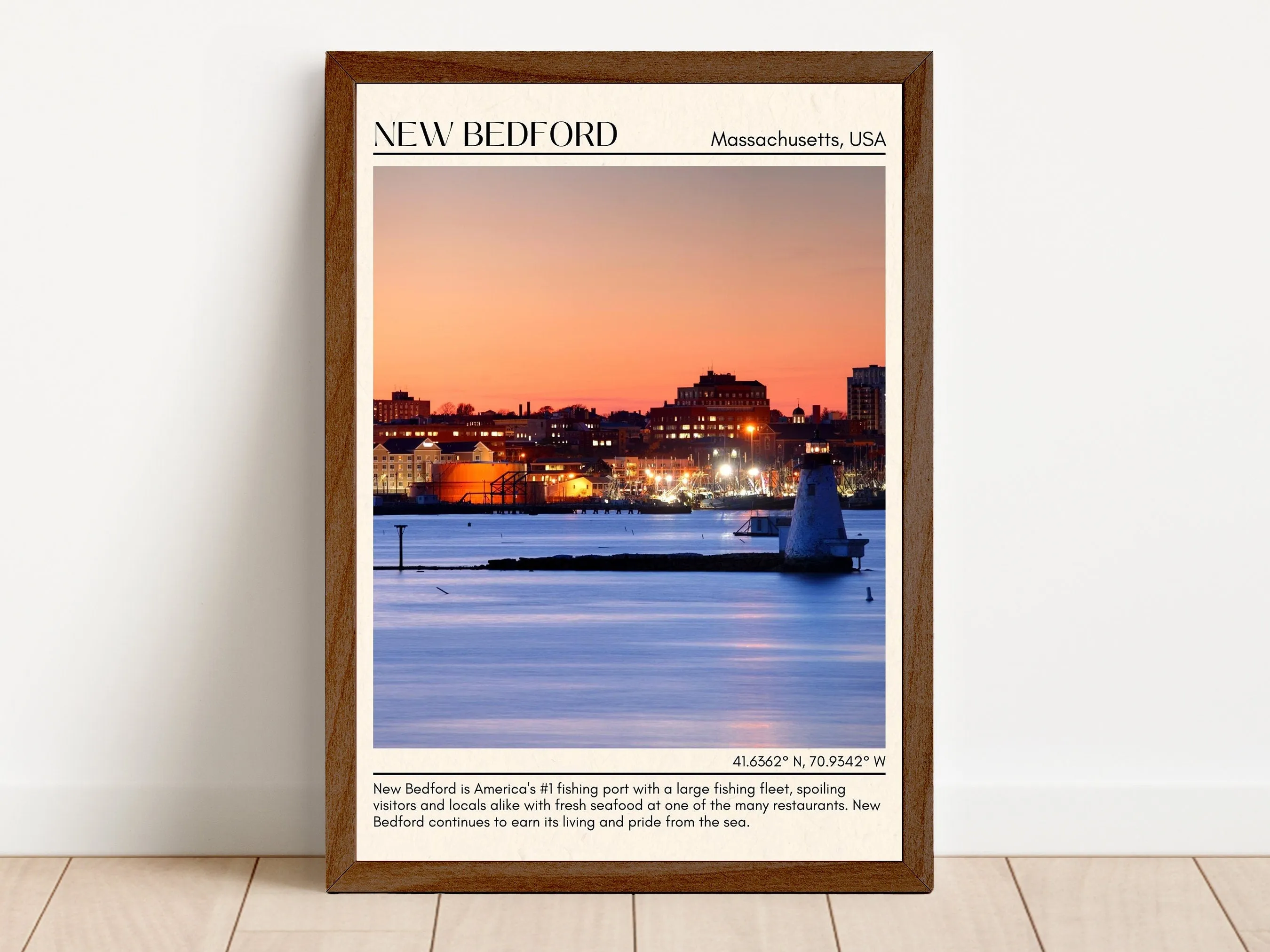 New Bedford Minimal Wall Art, Massachusetts, USA