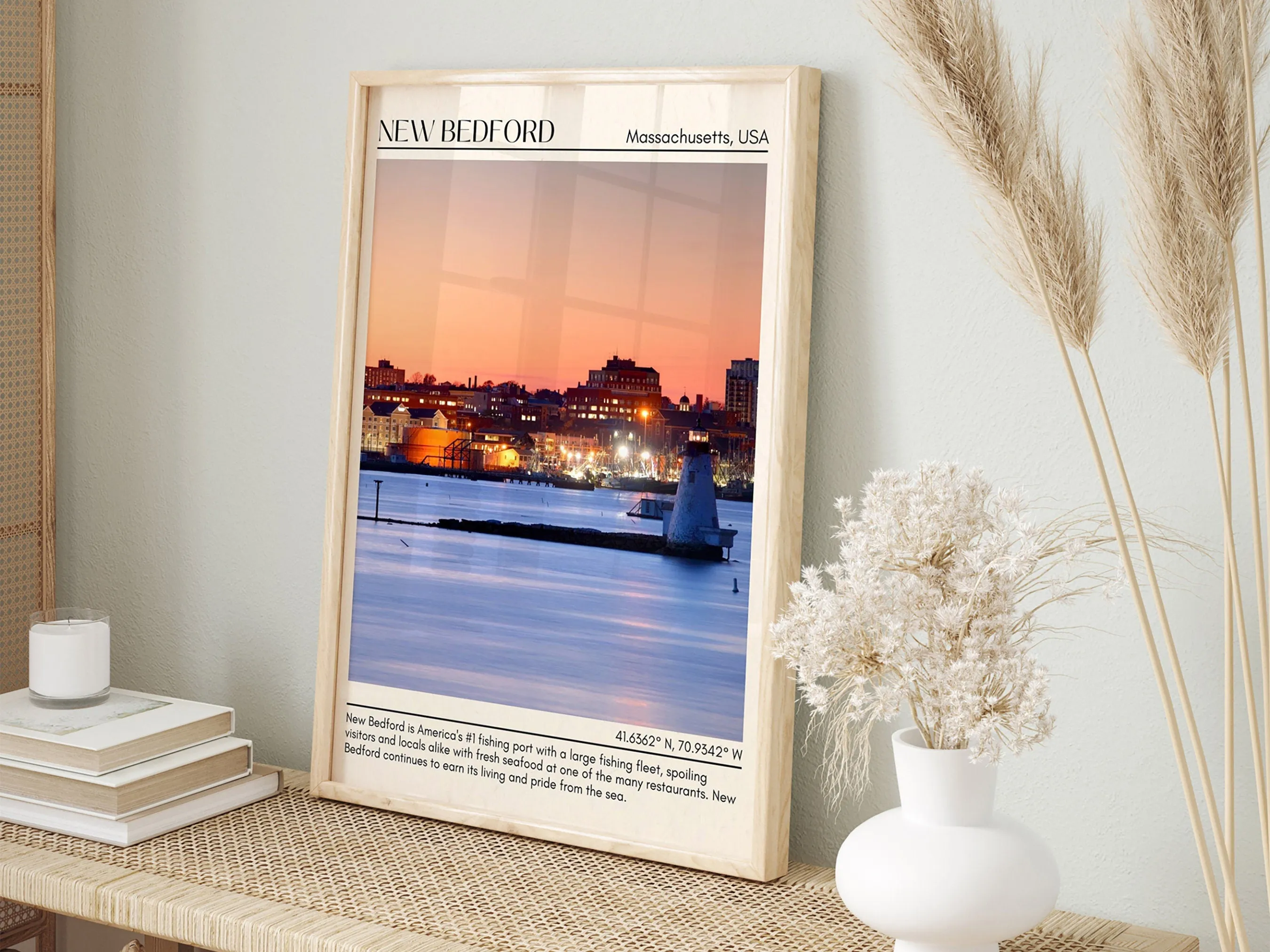 New Bedford Minimal Wall Art, Massachusetts, USA