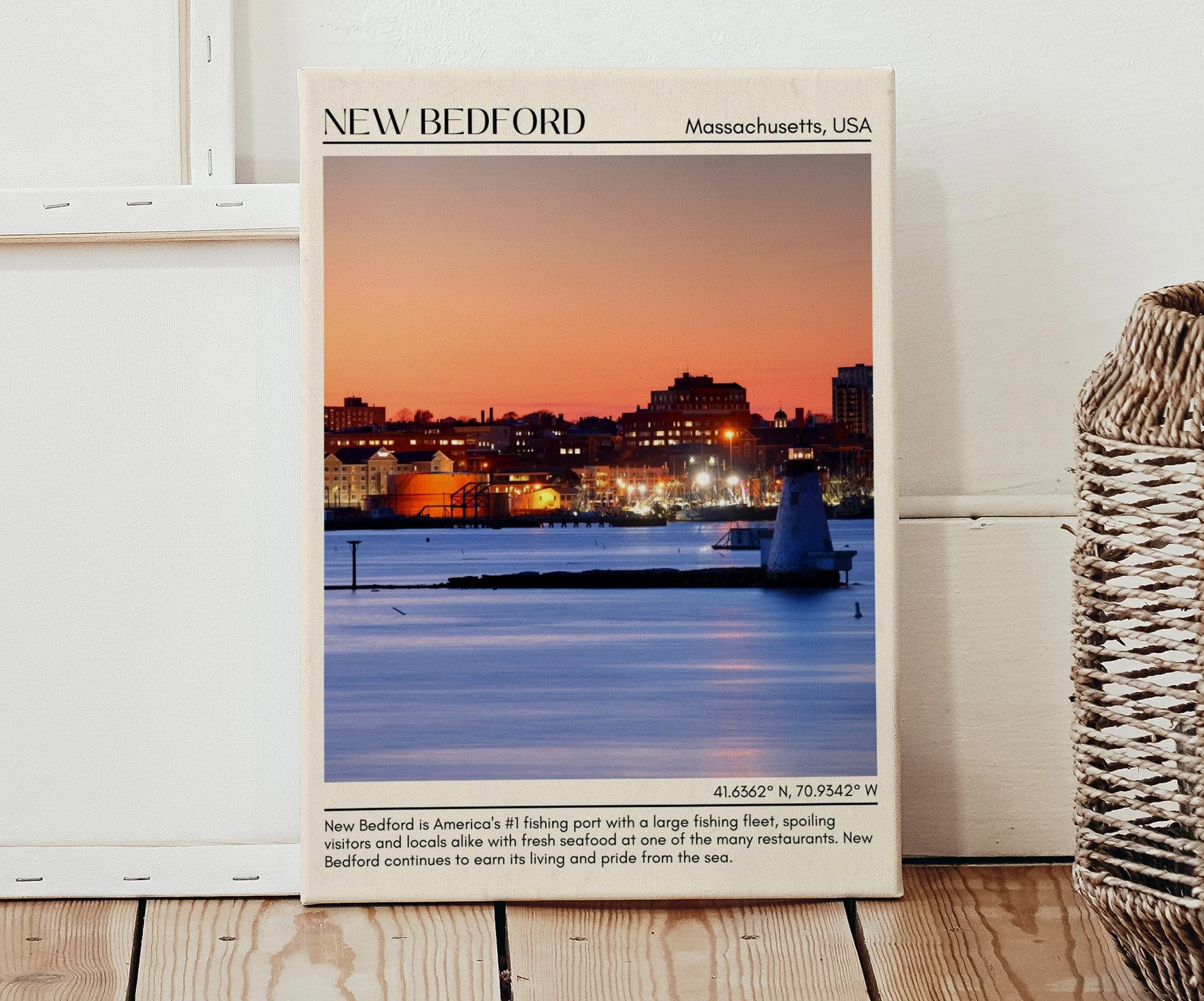 New Bedford Minimal Wall Art, Massachusetts, USA