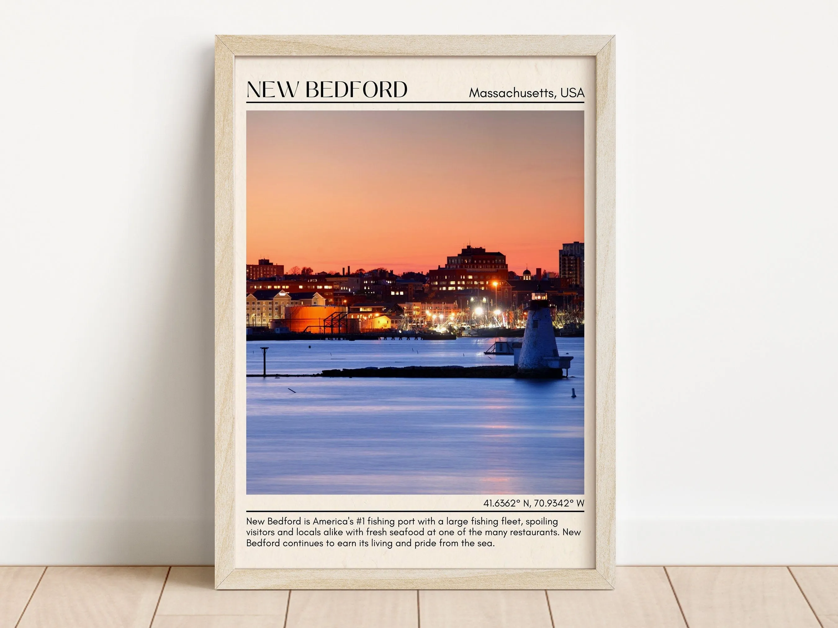 New Bedford Minimal Wall Art, Massachusetts, USA