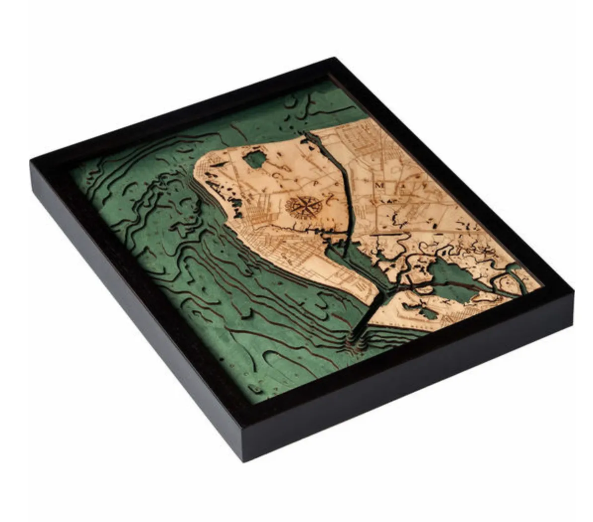 New Jersey: Nautical Wood Maps: Cape May, NJ