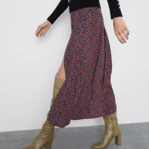 NEW Zara Floral Print Skirt with Vents