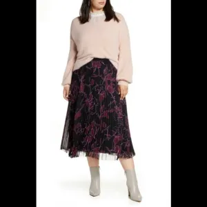 NWT Halogen Women Skirt Pleated Plus Size 2X Black