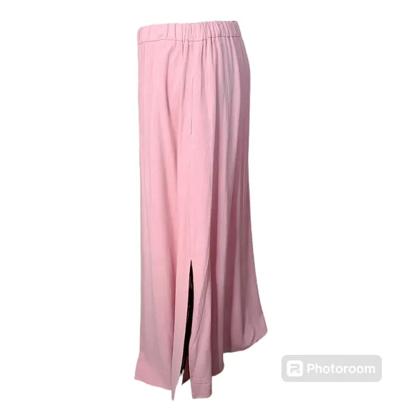 NWT Lucy Paris Vienna Size Large Powder Pink Crepe Side Split Pull-on Maxi Skirt