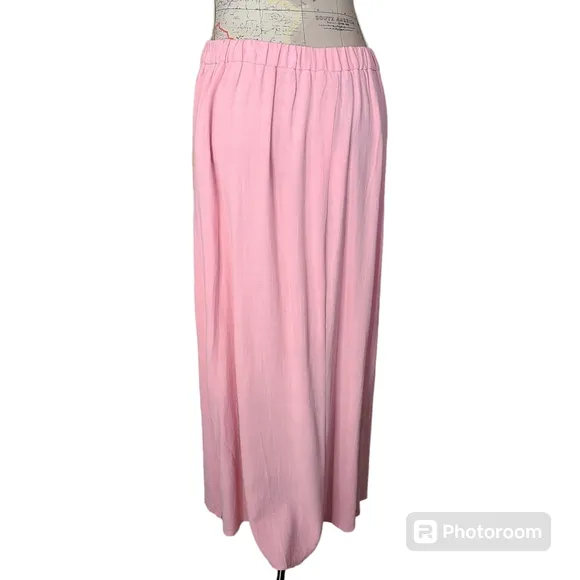 NWT Lucy Paris Vienna Size Large Powder Pink Crepe Side Split Pull-on Maxi Skirt