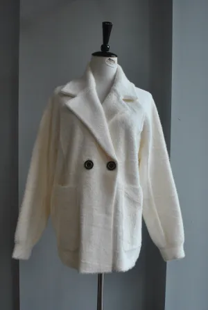 OFF WHITE  SIMPLE SHORT ALPAKA JACKET