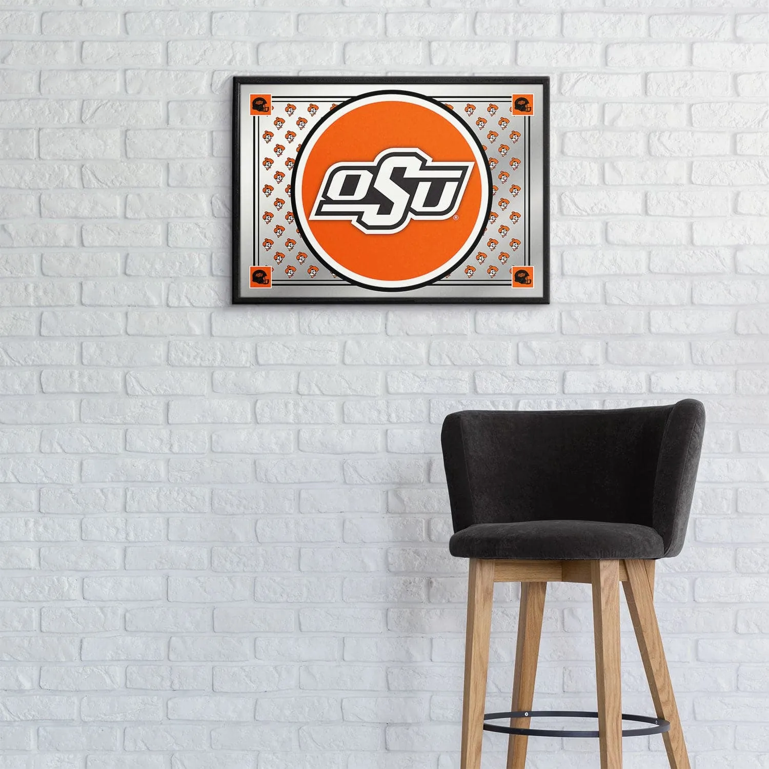 Oklahoma State Cowboys: Team Spirit - Framed Mirrored Wall Sign