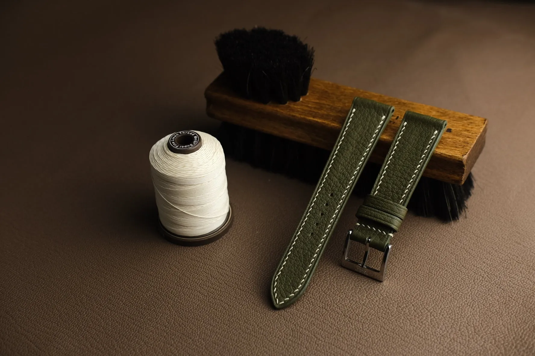 Olive Green Negonda Shrunken Calf Leather Strap