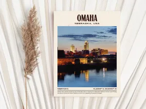 Omaha Vintage Wall Art, Nebraska, USA