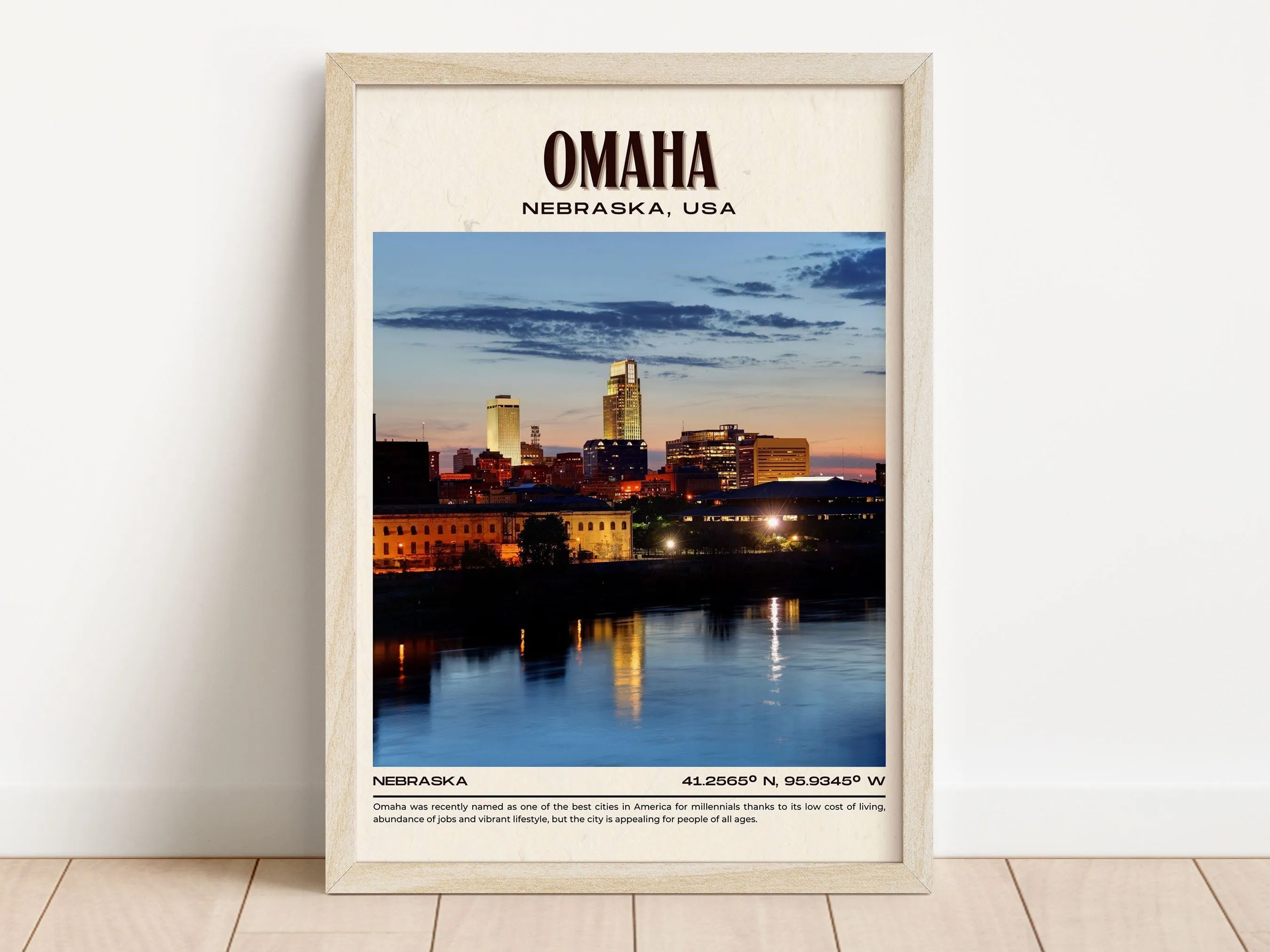 Omaha Vintage Wall Art, Nebraska, USA