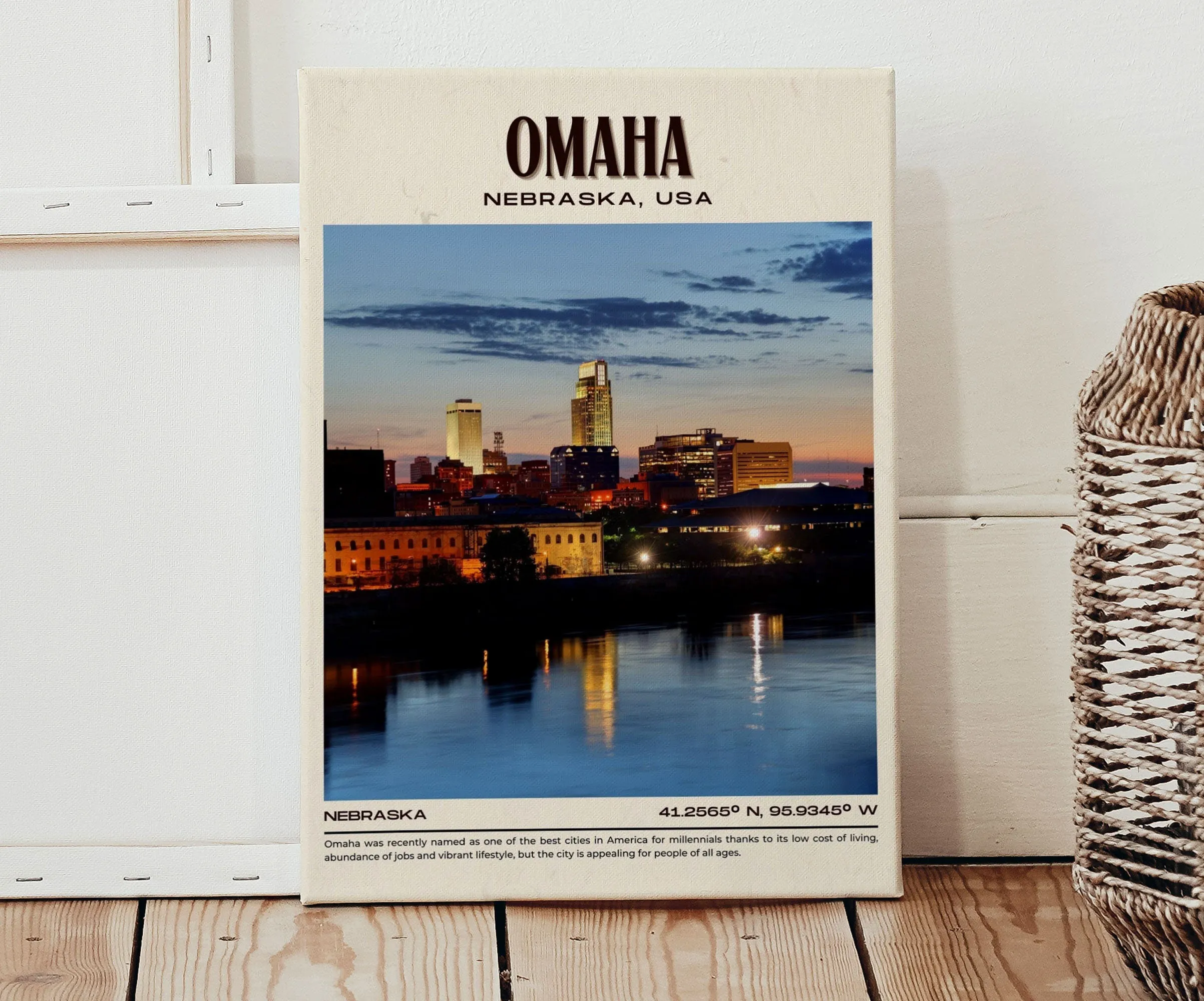 Omaha Vintage Wall Art, Nebraska, USA