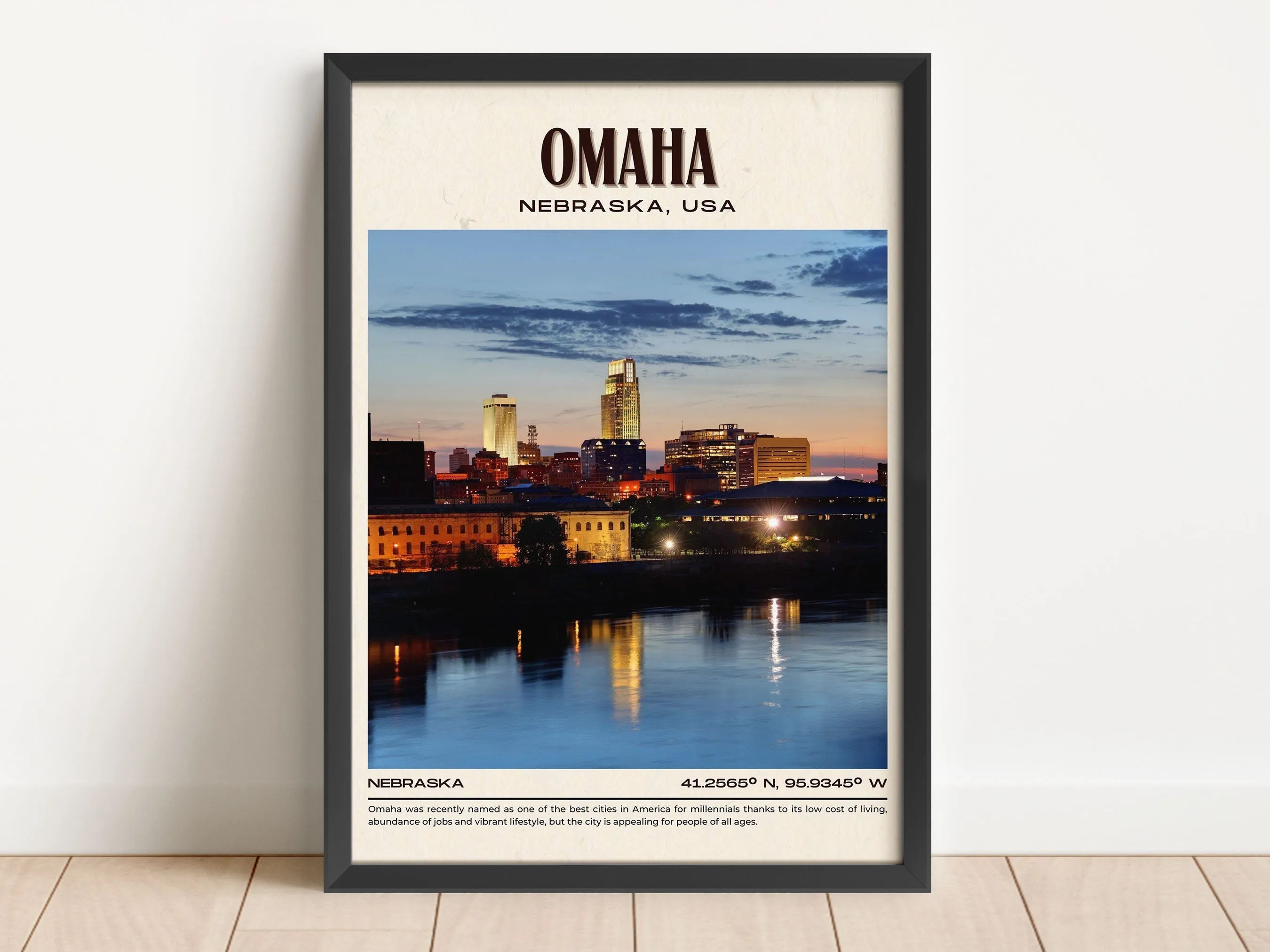 Omaha Vintage Wall Art, Nebraska, USA