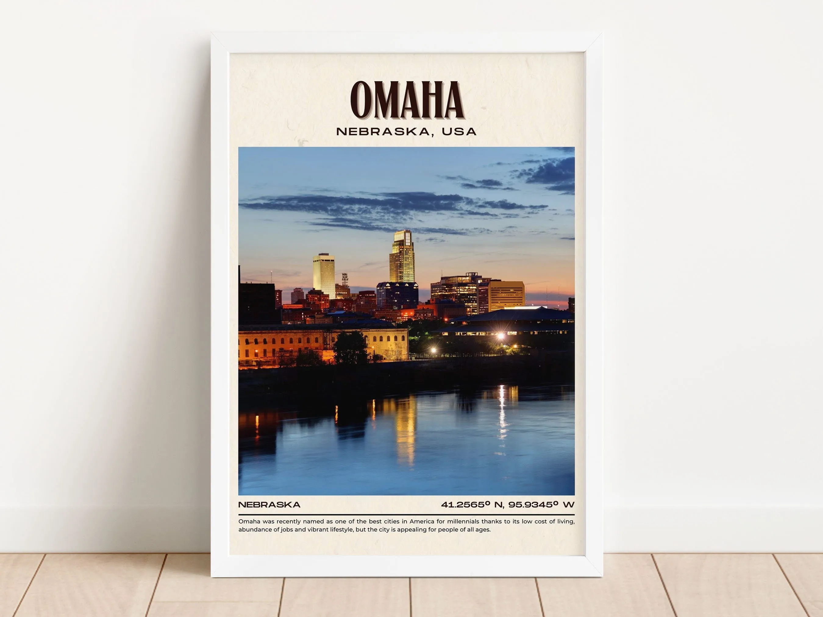 Omaha Vintage Wall Art, Nebraska, USA