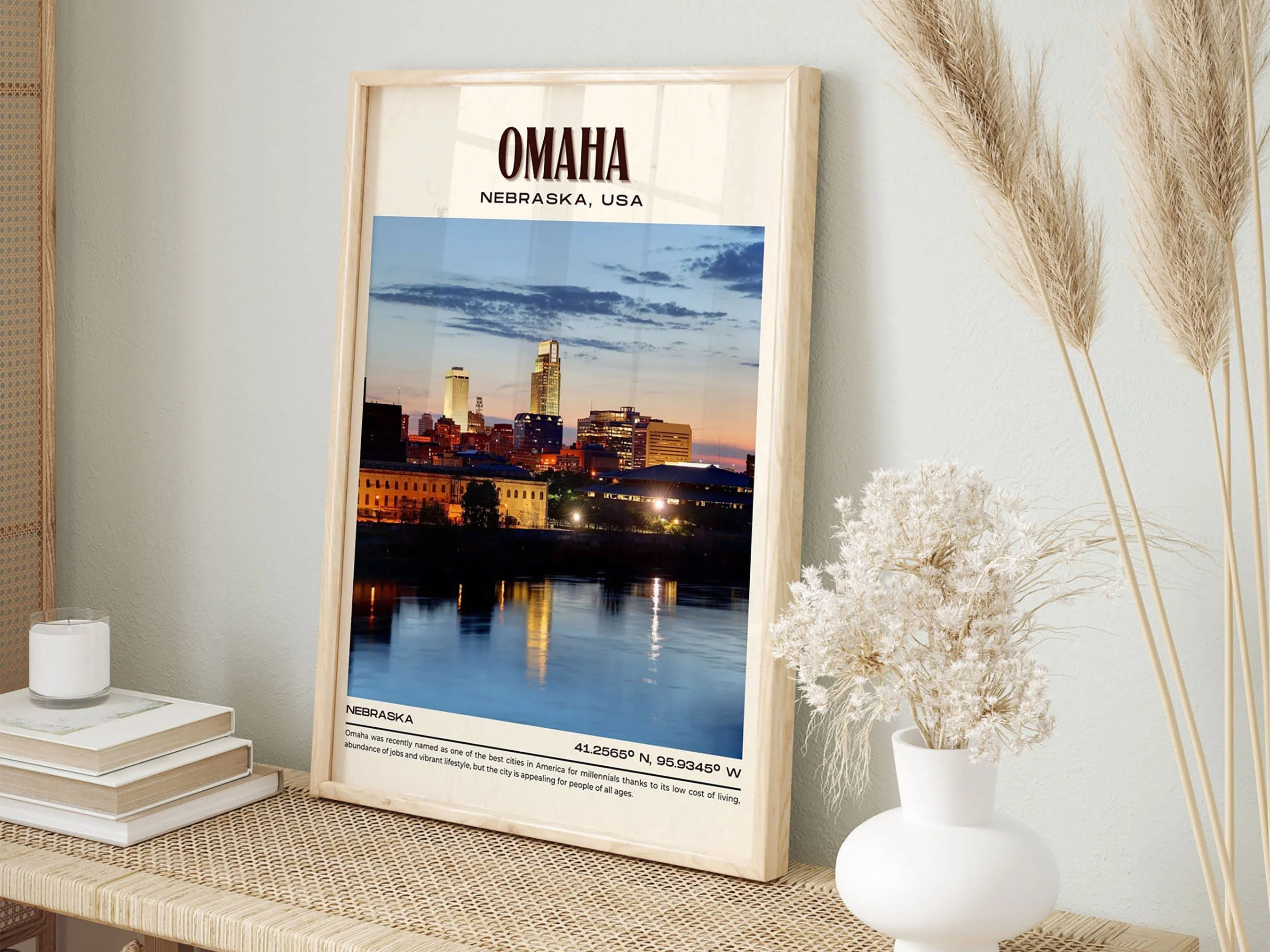 Omaha Vintage Wall Art, Nebraska, USA