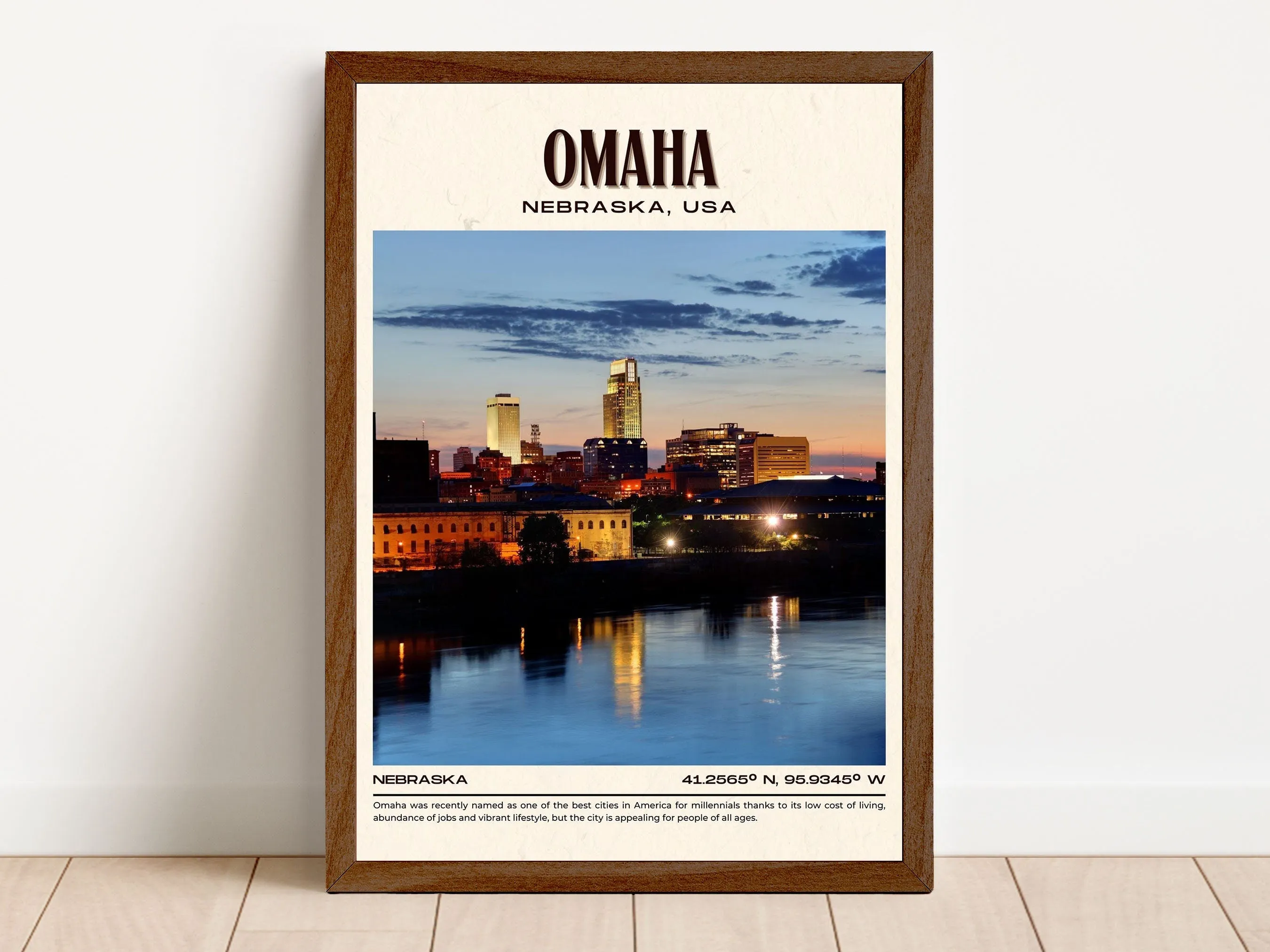 Omaha Vintage Wall Art, Nebraska, USA