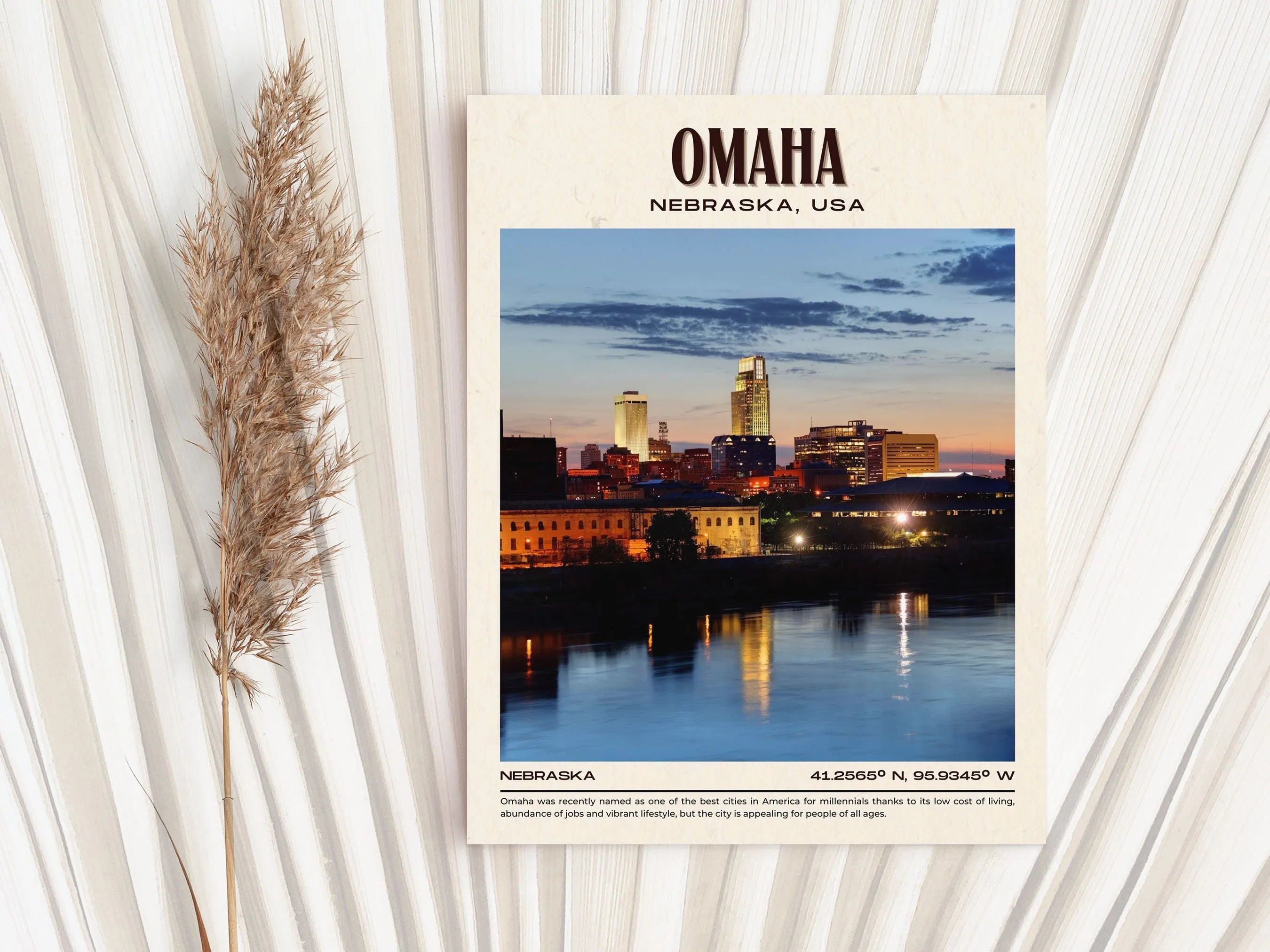 Omaha Vintage Wall Art, Nebraska, USA
