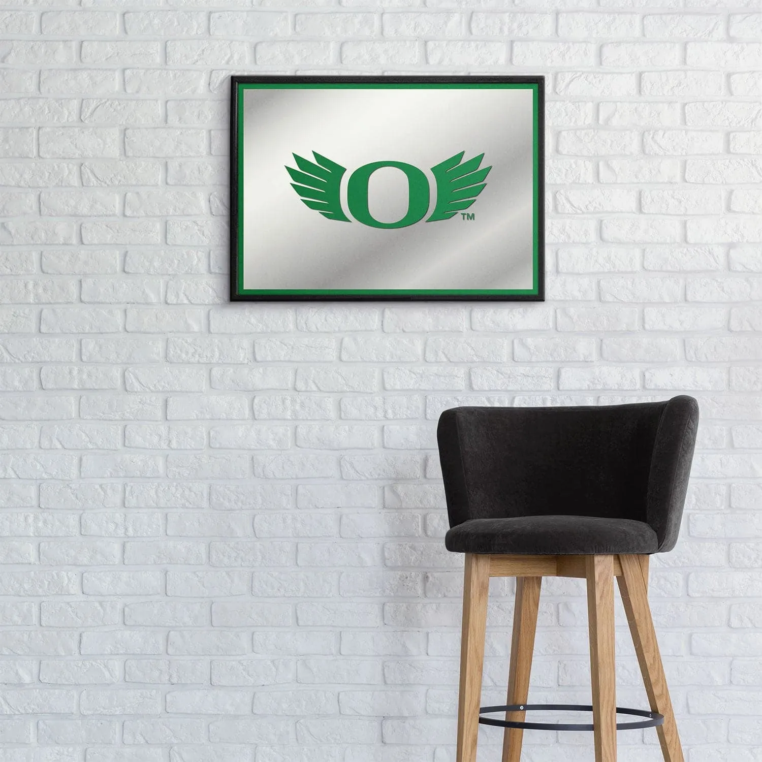 Oregon Ducks: Winged Logo - Framed Mirrored Wall Sign