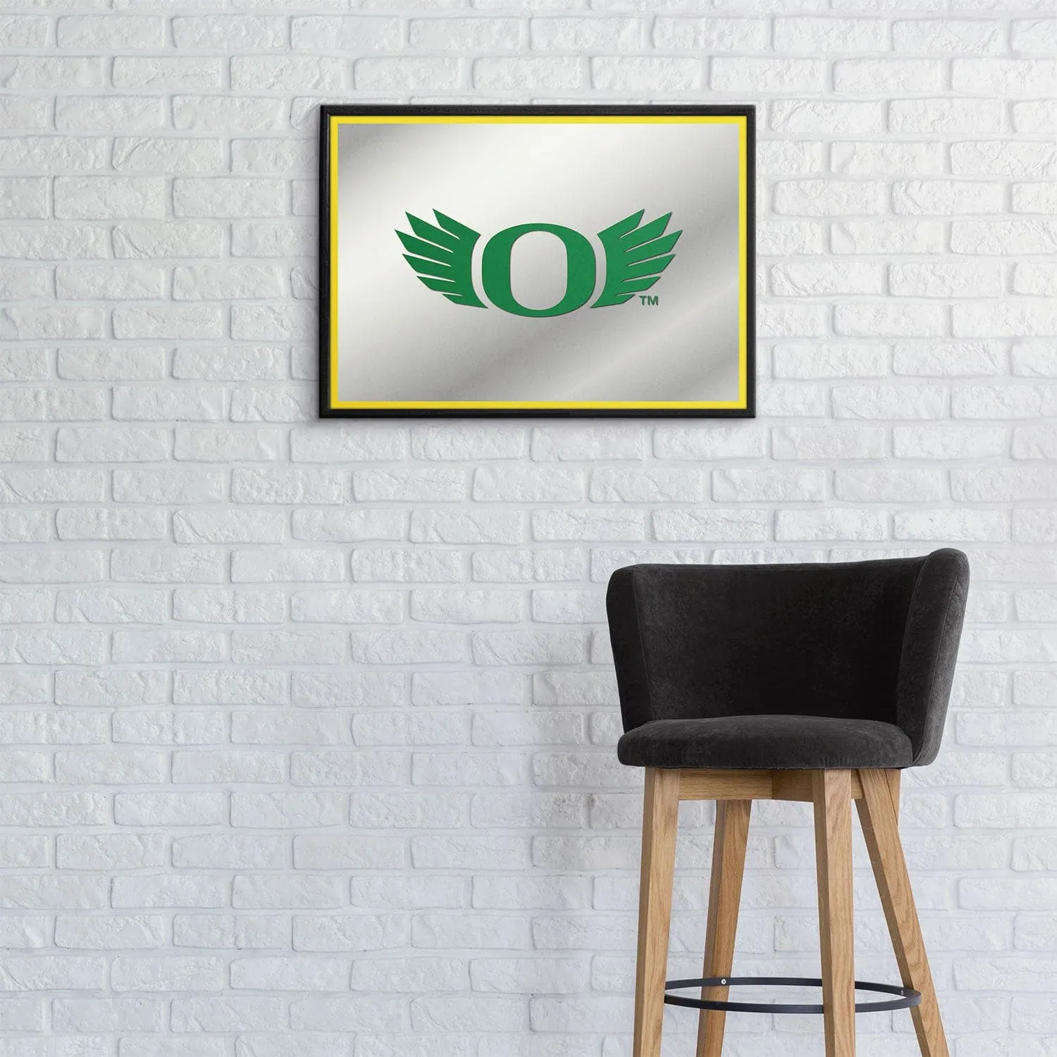Oregon Ducks: Winged Logo - Framed Mirrored Wall Sign