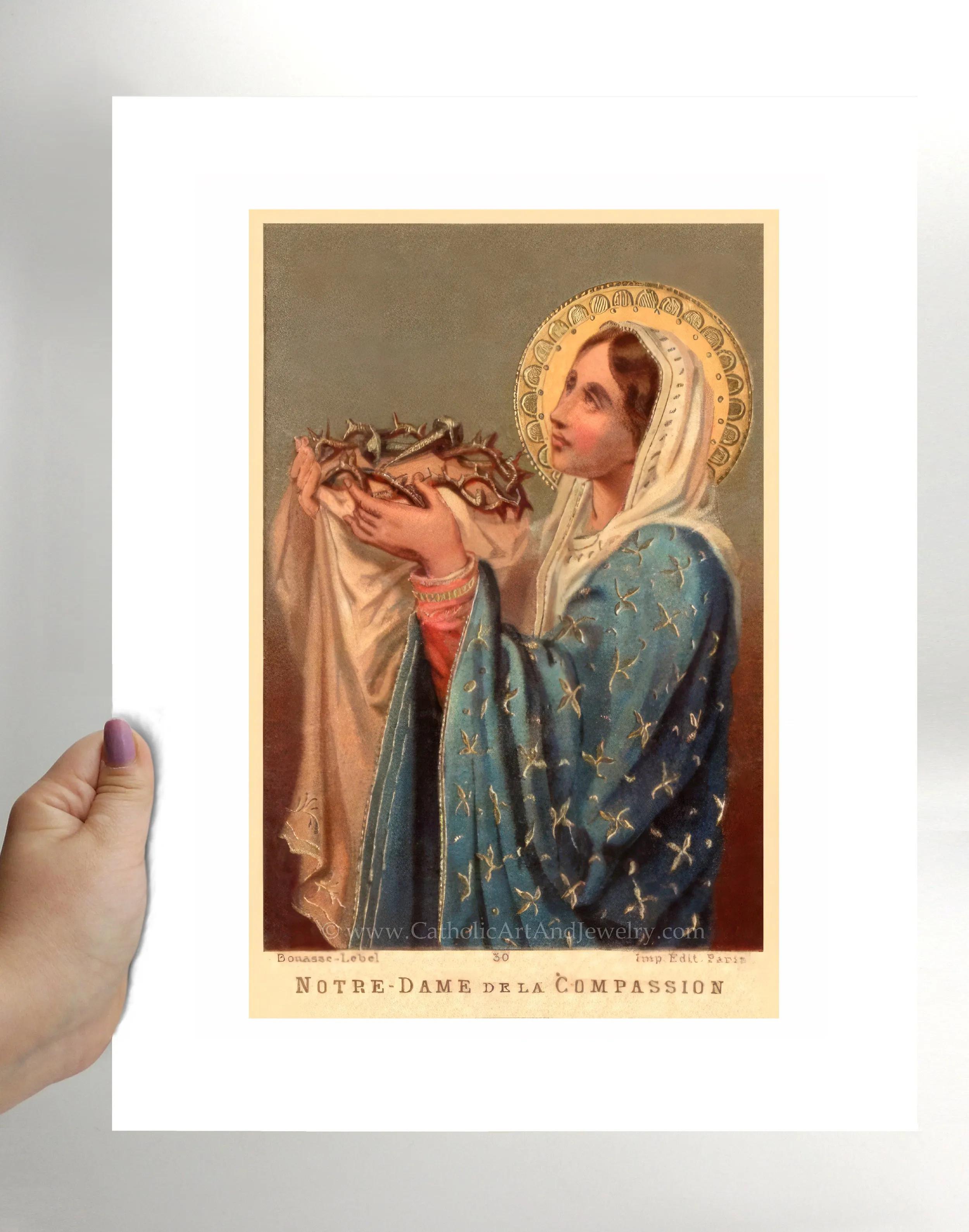 Our Lady of the Compassion – One of the Sorrows of Mary – Based on a Vintage Holy Card – Catholic Art –Catholic Gift – Archival Quality