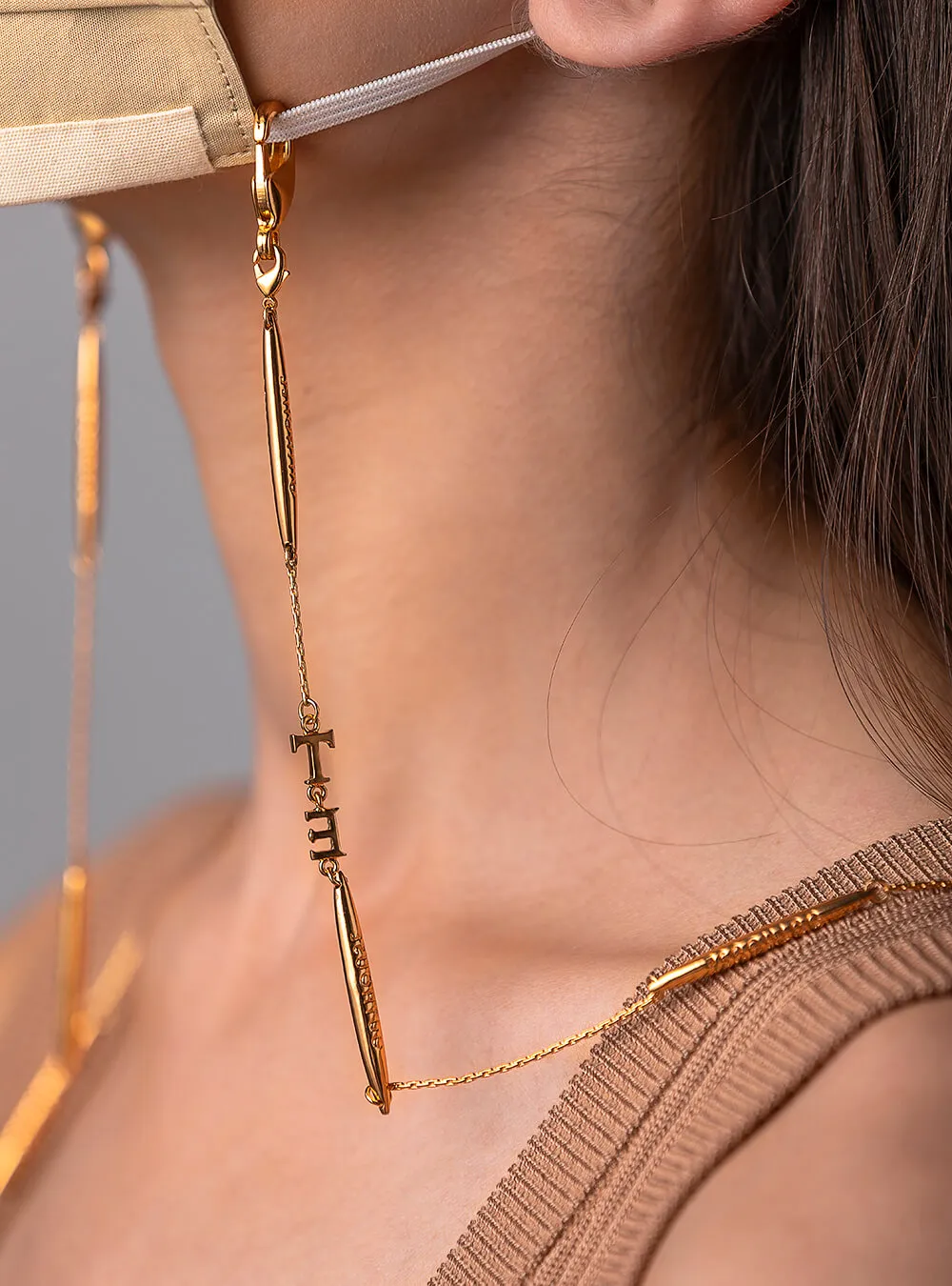 Outhouse   -   Le Lien La Lien Monogram Lanyand in Gold