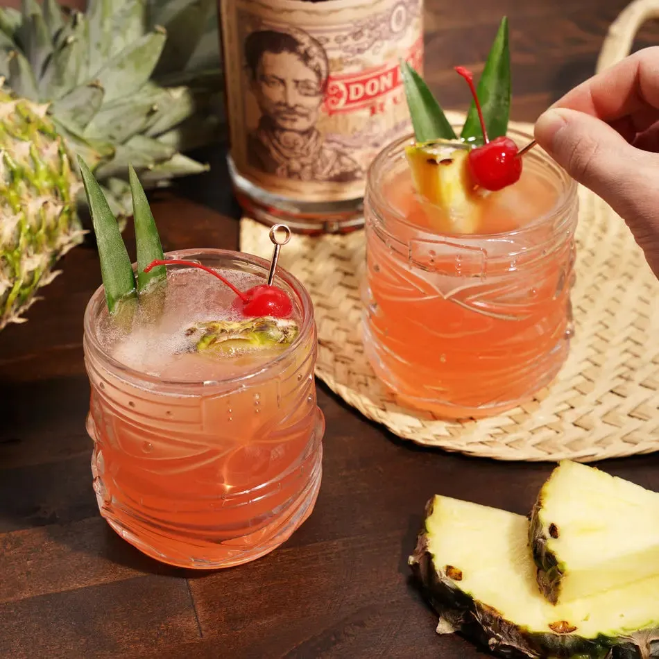PACIFIC CRYSTAL TIKI DOF TUMBLERS SET OF 2