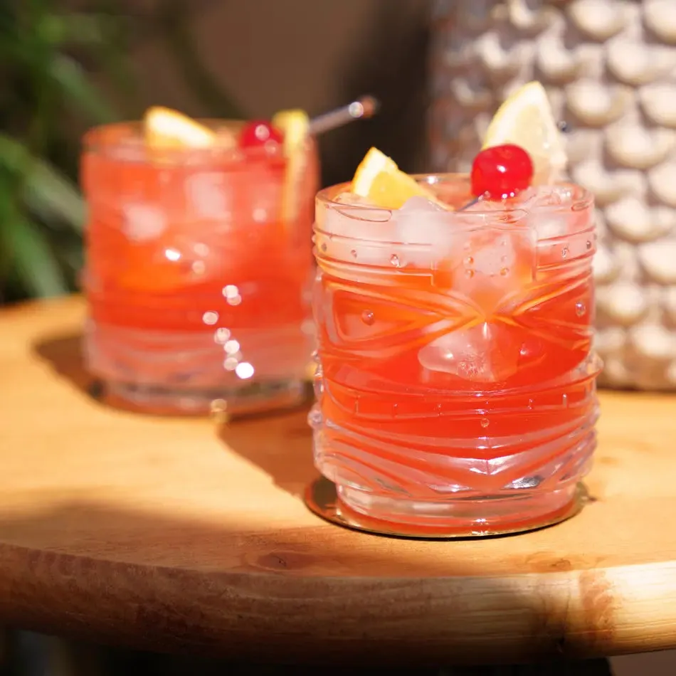 PACIFIC CRYSTAL TIKI DOF TUMBLERS SET OF 2
