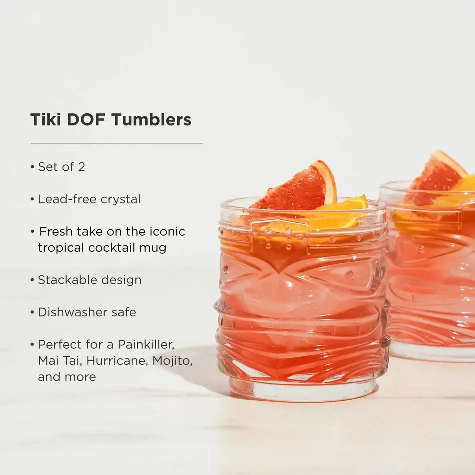 PACIFIC CRYSTAL TIKI DOF TUMBLERS SET OF 2