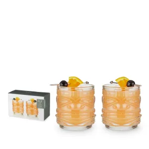 PACIFIC CRYSTAL TIKI DOF TUMBLERS SET OF 2