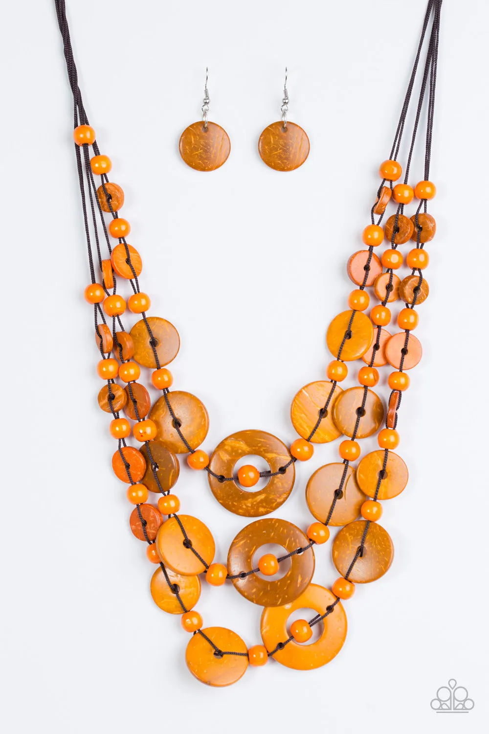 Paparazzi - Bali Boardwalk - Orange Wood Necklace
