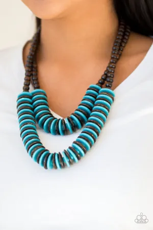 Paparazzi Dominican Disco - Blue Wooden Necklace