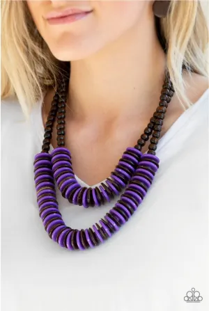Paparazzi Dominican Disco - Purple Wooden Necklace
