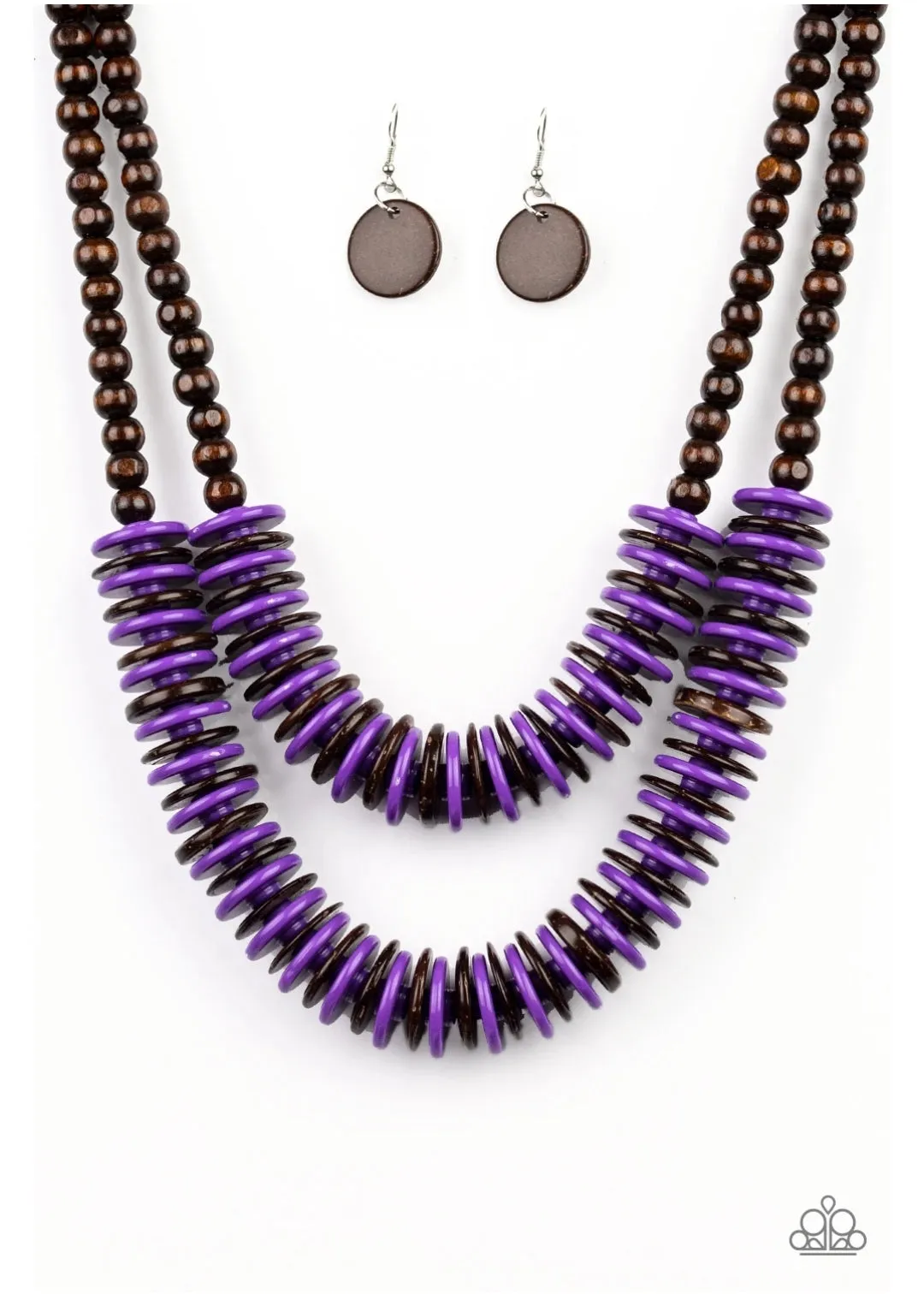 Paparazzi Dominican Disco - Purple Wooden Necklace