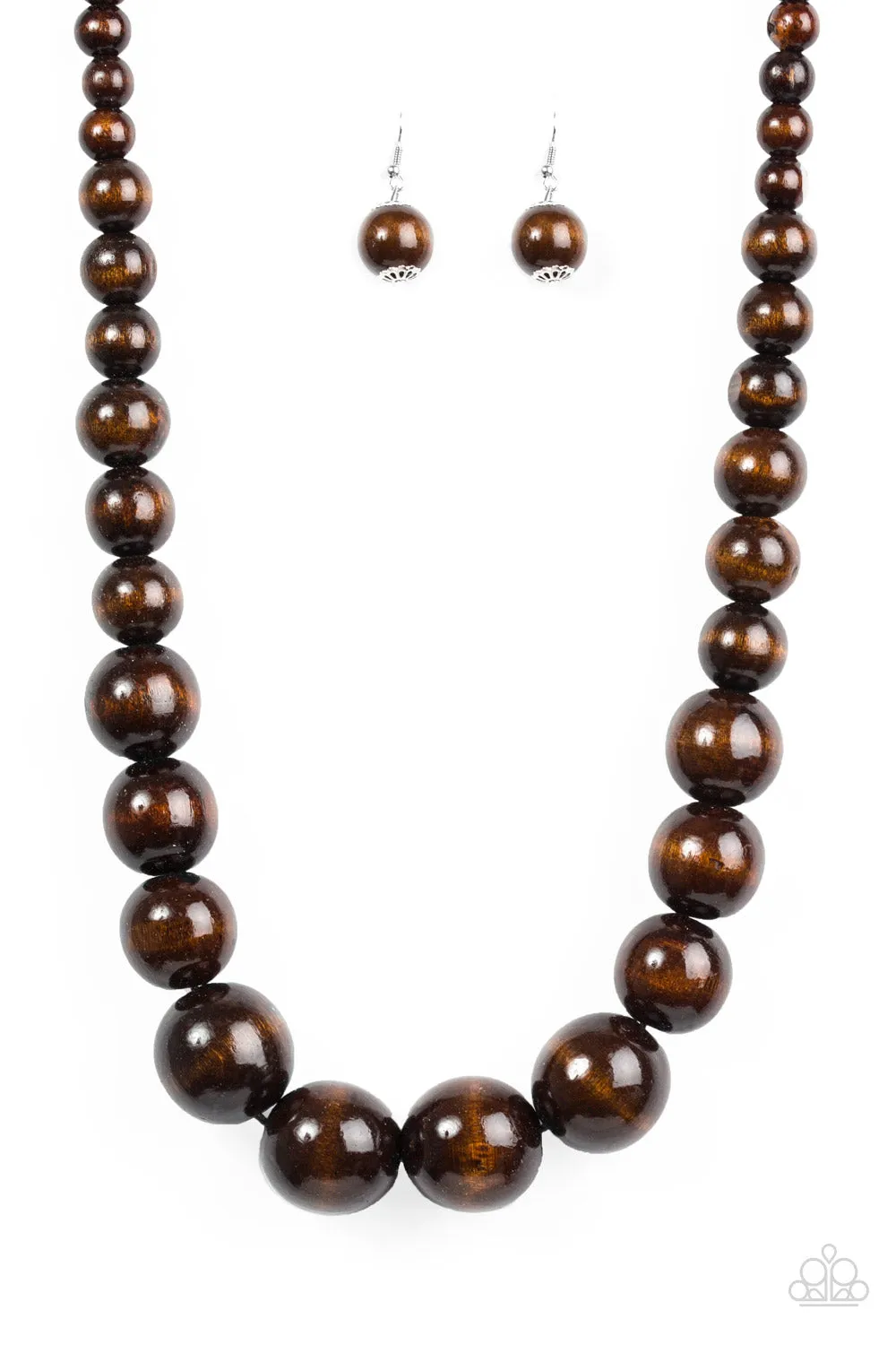Paparazzi - Effortlessly Everglades  - Green Wood Necklace