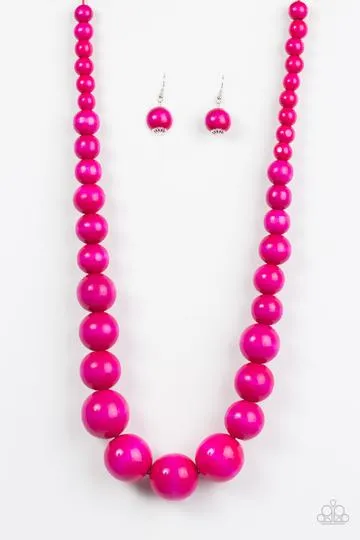 Paparazzi - Effortlessly Everglades  - Green Wood Necklace