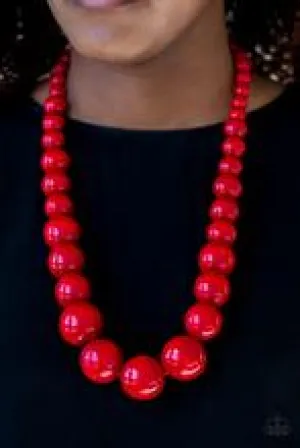 Paparazzi - Effortlessly Everglades - Red Wood Necklace