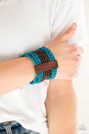 Paparazzi - JAMAICAN Me Jam - Blue Wood Bracelet