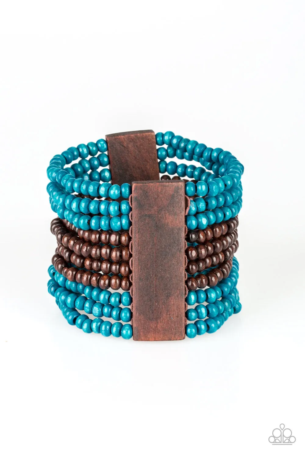 Paparazzi - JAMAICAN Me Jam - Blue Wood Bracelet