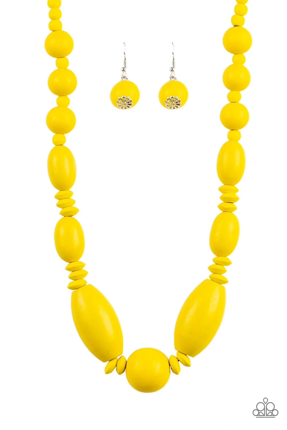 Paparazzi Summer Breezin - Yellow Wooden Necklace