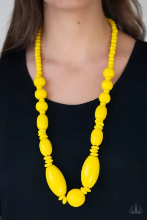 Paparazzi Summer Breezin - Yellow Wooden Necklace