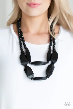 Paparazzi Tropical Heat Wave - Black Wooden Necklace