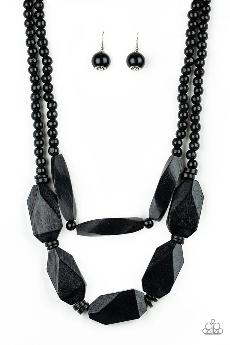 Paparazzi Tropical Heat Wave - Black Wooden Necklace